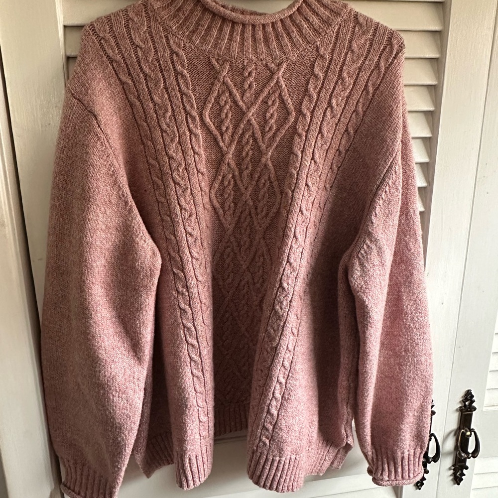 Alfred Dunner Pink Cable Knit Sweater
